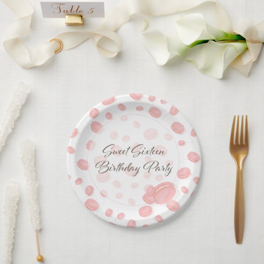 Assiettes En Carton Fête d'anniversaire de Macaron (Mariage)