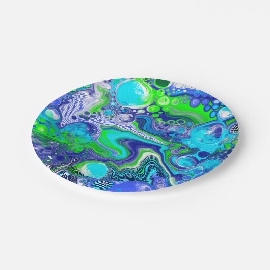 Assiettes En Carton Fête d'anniversaire de marbre bleu et citron vert (Angle)