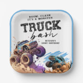 Assiettes En Carton Fête d'anniversaire de Monster Truck (Recto)