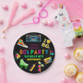 Assiettes En Carton Fête d'anniversaire de Neon 80 (Fête)