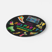 Assiettes En Carton Fête d'anniversaire de Neon 80 (Angle)