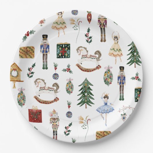 Assiettes En Carton Fête d'anniversaire de Noël de Nutcracker (Devant)