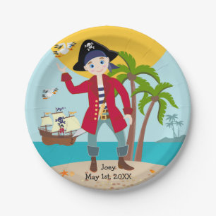 Assiettes En Carton Fête d'anniversaire de pirate pour enfant