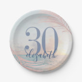 Assiettes En Carton Fête d'anniversaire de plage Nom d'âge personnalis (Devant)