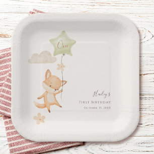 Assiettes En Carton Fête d'anniversaire de premier anniversaire avec u