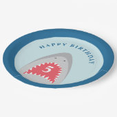 Assiettes En Carton Fête d'anniversaire de requins (Angle)