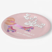 Assiettes En Carton Fête d'anniversaire de roller retro (Angle)