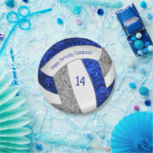 Assiettes En Carton fête d'anniversaire de volley-ball gris bleu (Fête)