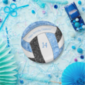Assiettes En Carton fête d'anniversaire de volley-ball noir bleu clair (Fête)