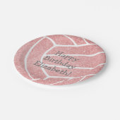 Assiettes En Carton fête d'anniversaire de volley rose (Angle)