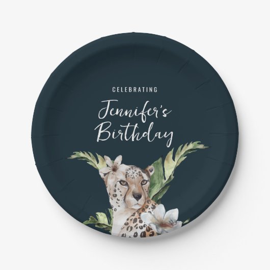 Assiettes En Carton Fête d'anniversaire de Wild Jungle Leopard pour ad (Devant)