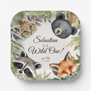 Assiettes En Carton Fête d'anniversaire de Wild One Woodland Animal