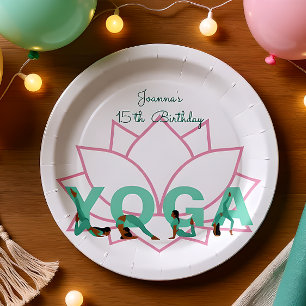 Assiettes En Carton Fête d'anniversaire de Yoga
