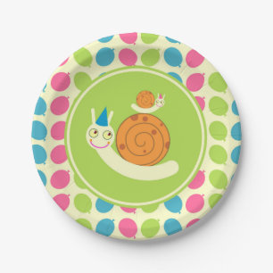 Assiettes En Carton Fête d'anniversaire d'enfants d'escargots et de