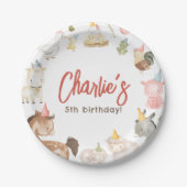 Assiettes En Carton Fête d'anniversaire des animaux de ferme (Devant)