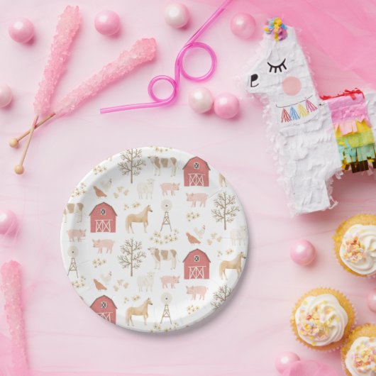 Assiettes En Carton Fête d'anniversaire des animaux de ferme (Fête)