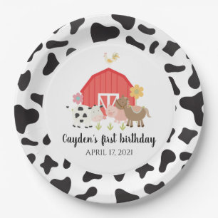 Assiettes En Carton Fête d'anniversaire des animaux de ferme Plaques