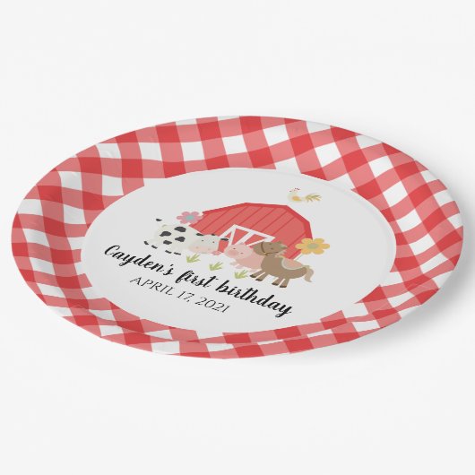 Assiettes En Carton Fête d'anniversaire des animaux de ferme Plaques r (Angle)