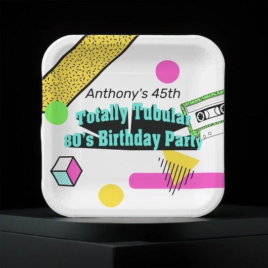 Assiettes En Carton Fête d'anniversaire des années 80