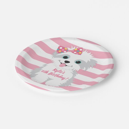 Assiettes En Carton Fête d'anniversaire des chiots (Angle)