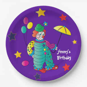 Assiettes En Carton Fête d'anniversaire des enfants, joyeux clown ave