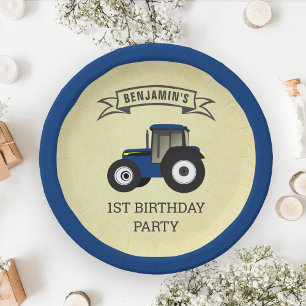 Assiettes En Carton Fête d'anniversaire des enfants tracteur agricole