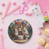 Assiettes En Carton Fête d'anniversaire des lapins de bois (Fête)