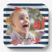 Assiettes En Carton Fête d'anniversaire des marins d'été pour enfants (Recto)