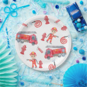 Assiettes En Carton Fête d'anniversaire des pompiers (Fête)
