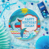 Assiettes En Carton Fête d'anniversaire des requins Plaques de papier (Fête)