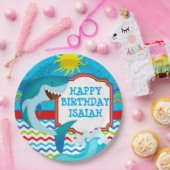 Assiettes En Carton Fête d'anniversaire des requins Plaques de papier (Fête)
