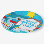 Assiettes En Carton Fête d'anniversaire des requins Plaques de papier (Angle)