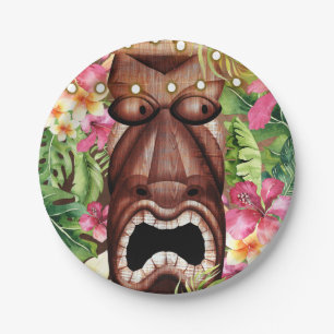 Assiettes En Carton Fête d'anniversaire d'été Tiki Luau hawaïen en boi