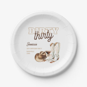 Assiettes En Carton Fête d'anniversaire Dirty Thirty 30 ans Western Wh
