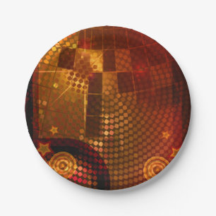 Assiettes En Carton Fête d'anniversaire disco orange des années 70