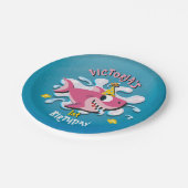 Assiettes En Carton Fête d'anniversaire du bébé requin rose (Angle)