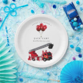 Assiettes En Carton Fête d'anniversaire du Camion d'incendie rouge (Fête)