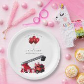 Assiettes En Carton Fête d'anniversaire du Camion d'incendie rouge (Fête)