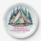 Assiettes En Carton Fête d'anniversaire du Camping Sleepover (Devant)