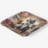 Assiettes En Carton Fête d'anniversaire du chat (Angulaire)