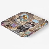 Assiettes En Carton Fête d'anniversaire du chat (Angulaire)