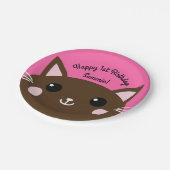 Assiettes En Carton Fête d'anniversaire du chat (Angle)