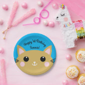 Assiettes En Carton Fête d'anniversaire du chat (Fête)