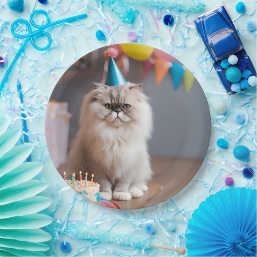 Assiettes En Carton Fête d'anniversaire du chat perse (Fête)