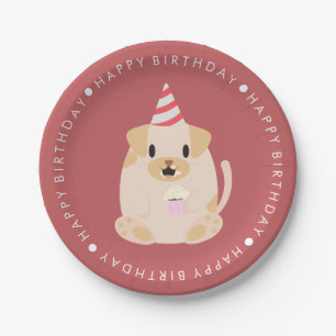Assiettes En Carton Fête d'anniversaire du chien mignon
