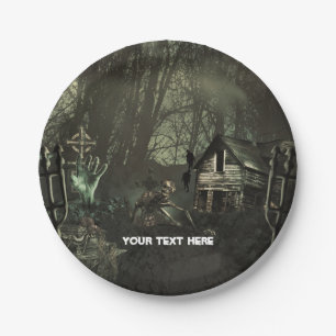 Assiettes En Carton Fête d'anniversaire du cimetière Zombie ou Hallowe