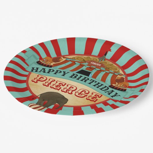 Assiettes En Carton Fête d'anniversaire du cirque Bonne Plate d'annive (Angle)