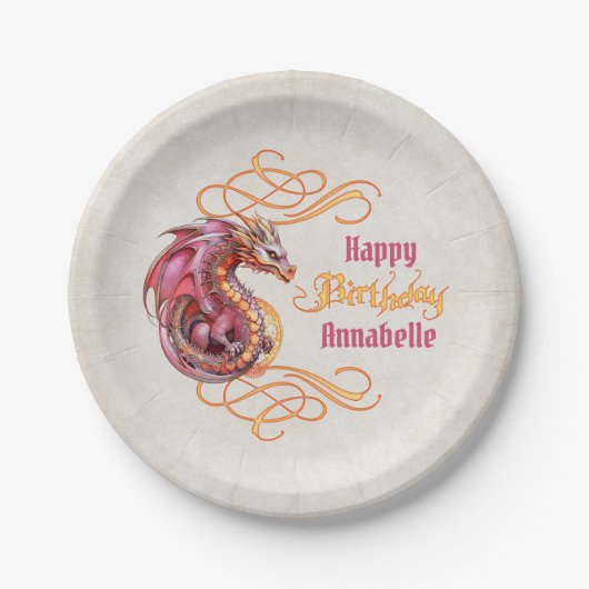 Assiettes En Carton Fête d'anniversaire du dragon (Devant)