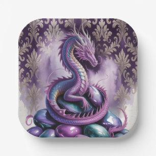 Assiettes En Carton Fête d'anniversaire du Dragon Gothique Violet