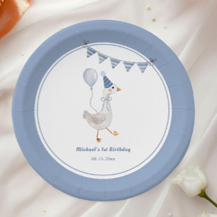 Assiettes En Carton Fête d'anniversaire du garçon au thème d'oie idiot